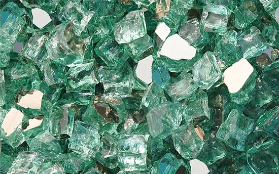Green Reflective Fireplace Glass Nugget