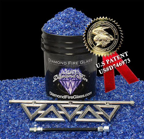 Diamond Series Fireplace Kit with Electric Blue Nugget