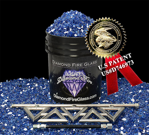 Diamond Series Fireplace Kit with Electric Blue Reflective Nugget