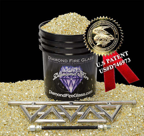 Diamond Series Fireplace Kit with Gold Reflective Crystal