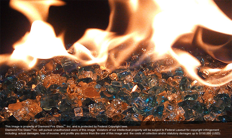gold coast diamond fire glass installed in fire pit