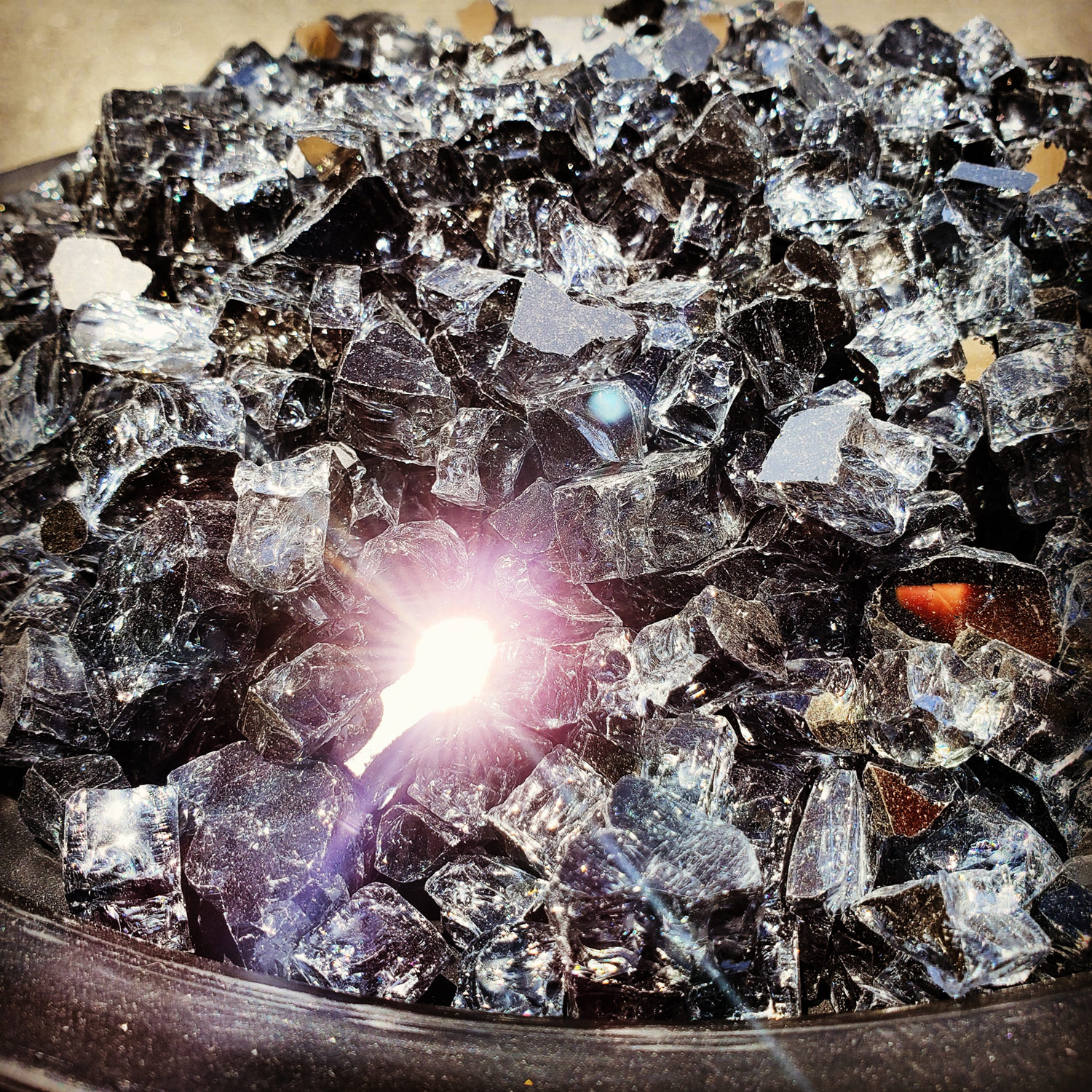 Gray Reflective Nugget Diamond Fire Glass