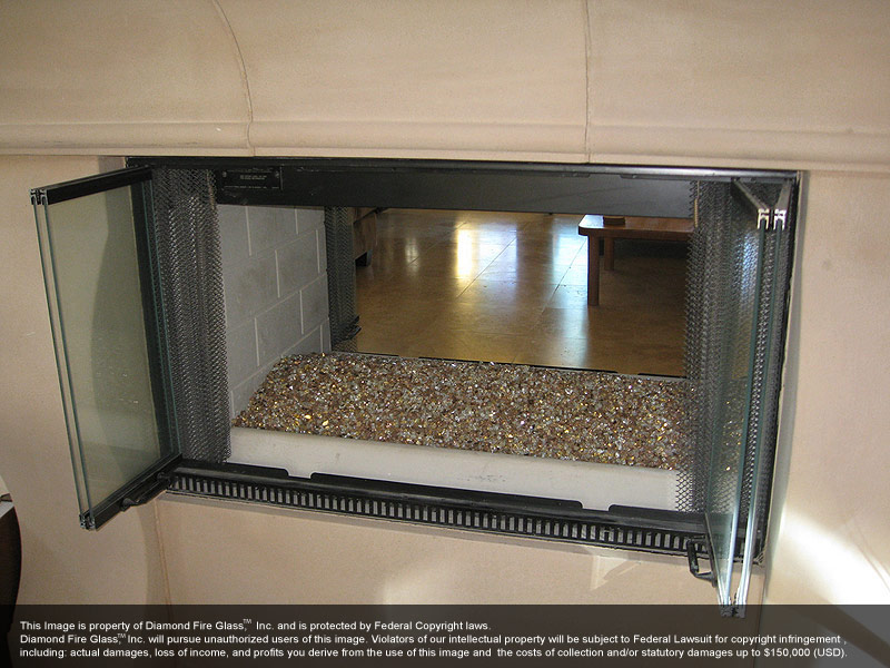 Installed Marquis Garden Fireplace Glass