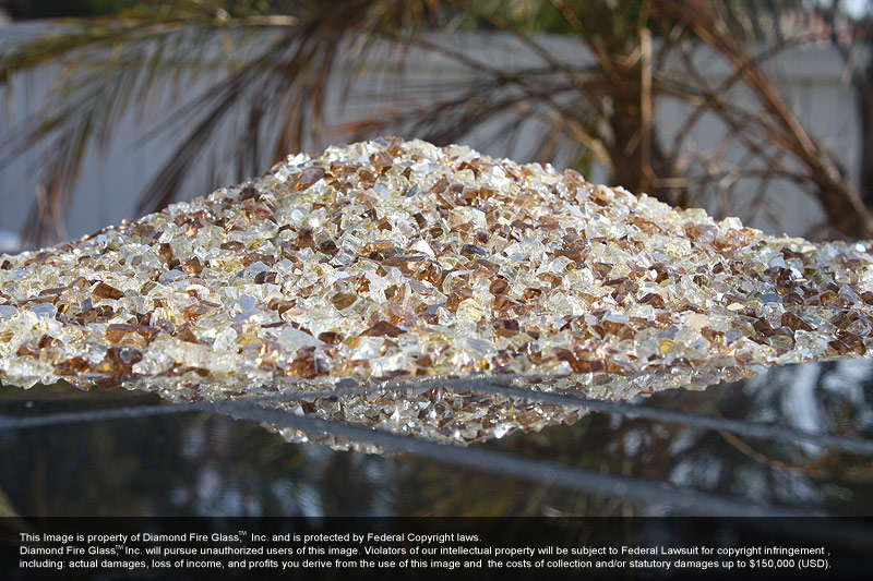 Montecito Fire Pit Glass Installed in out door fire pit