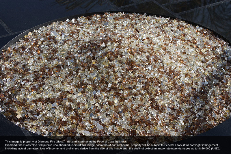 Montecito Fire Pit Glass Installed in out door fire pit