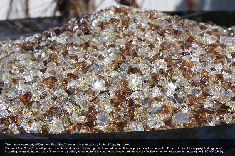 Montecito Fire Pit Glass Installed in out door fire pit