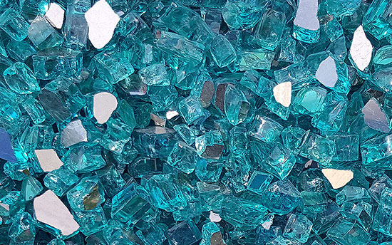 Bahama Blue Reflective Nugget Fireplace Glass